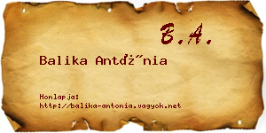 Balika Antónia névjegykártya